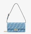 Fendi Women's Denim Effect Ff Jacquard Wallet On Chain Baguette Wallet In Bc Blue+blue+os