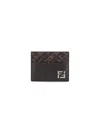 Fendi Squared Ff Card Holder In Brown