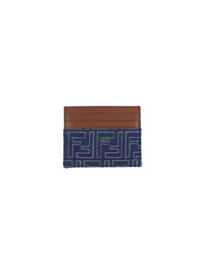 Fendi Ff Card Holder In Blue