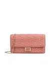 Fendi Wallet On Chain Uette In Nappa Leather With Ff Motif Accessories In Brown