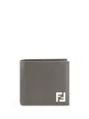 Fendi Ff Leather And Canvas Brown Bi-fold Wallet Men In Brown