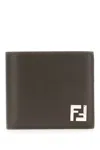Fendi Leather And Ff Fabric Wallet In Ebony