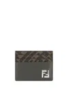 Fendi Ff Squared Credit Card Holder In Green