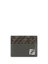 Fendi Ff Squared Credit Card Holder In Green