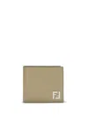 Fendi Men Ff Leather And Canvas Bifold Wallet In Green