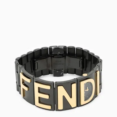 Fendi Watch With Gold Logo Lettering In Black
