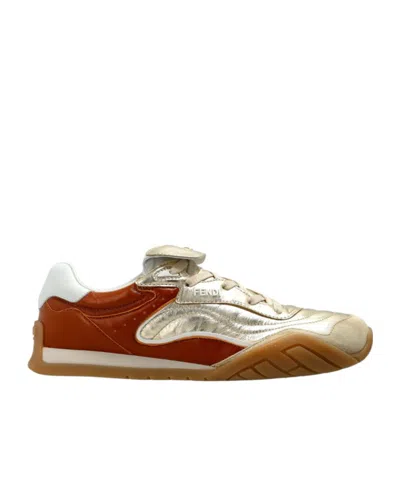 Fendi Wave Pulse Lace-up Sneakers In Brown