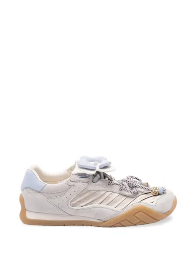 Fendi Wave Pulse Light Grey Fabric And Suede Low-tops. In Gray
