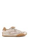 Fendi Wave Pulse Leather And Fabric Sneakers In Gold