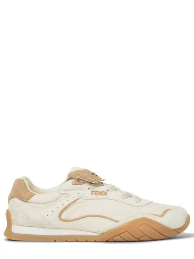 Fendi Wave Pulse Low-top Lace-up Sneakers In White