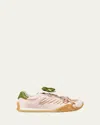 Fendi Wave Pulse Suede Sneakers With Satin Inserts In Pink