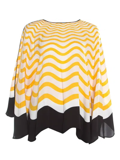 Pre-owned Fendi Wave-pattern Silk Top In Yellow