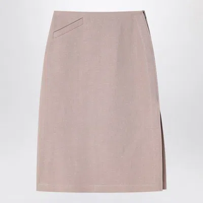 Fendi Waxed Linen Straight Midi Skirt In Pink