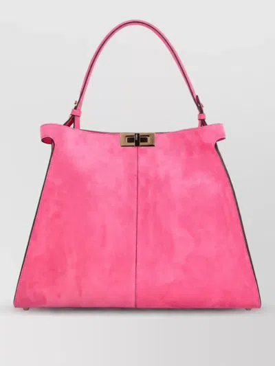 Fendi Way Large Leather Tote Bag In Pink