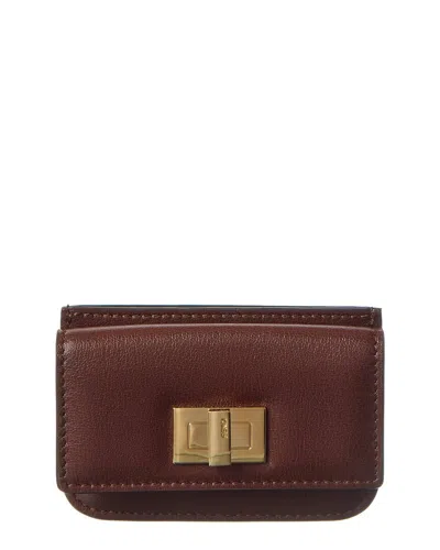 Fendi Way Leather Card Holder In Brown