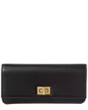 Fendi Leather Continental Wallet Compact Rectangular Design In Black