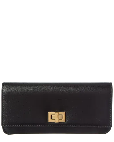 Fendi Way Leather Continental Wallet In Black
