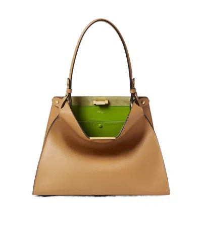 Fendi Medium Way Leather Shoulder Bag In Brown