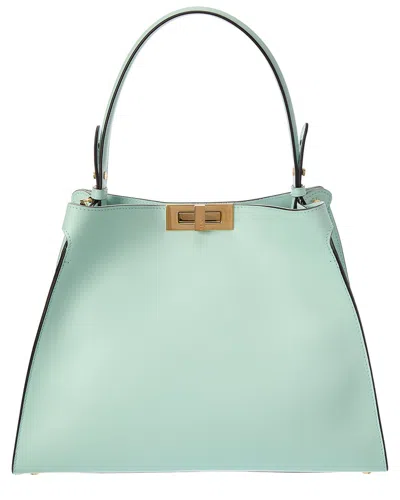 Fendi Way Medium Leather Tote In Green
