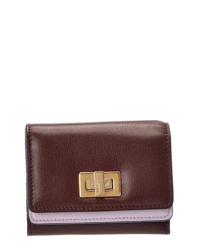 Fendi Way Small Leather Trifold Wallet In Brown