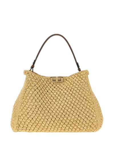 Fendi Way Woven Shoulder Bag In Pattern