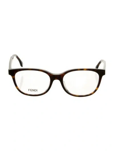 Pre-owned Fendi Wayfarer Eyeglasses In Brown