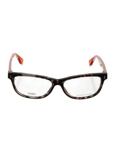 Pre-owned Fendi Wayfarer Eyeglasses In Brown