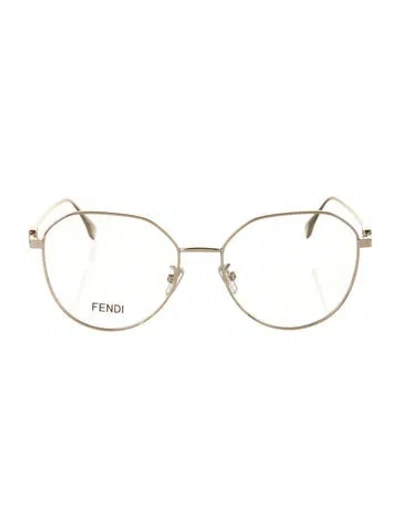 Pre-owned Fendi Wayfarer Eyeglasses In Gold