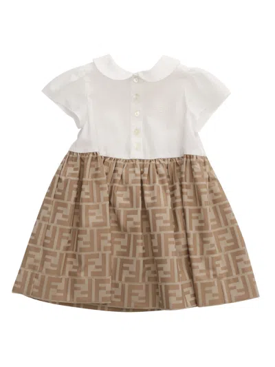 Fendi Kids' Whispered  Dress In Beige