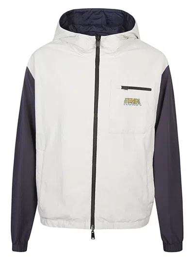 FENDI WHITE & BLUE JACKET WITH LOGO