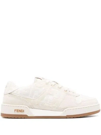 Fendi White And Grey Low-top Canvas Shoes For Women