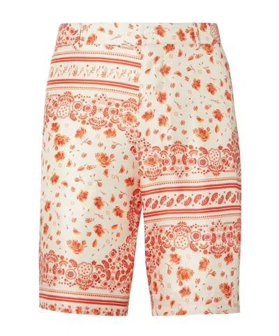 FENDI WHITE AND RED SILK SHORTS