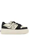Fendi Black Leather Platform Low-tops In White