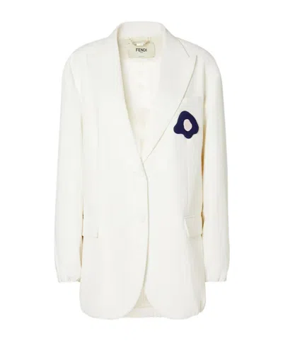 Fendi White Canvas Jacket In Neutral