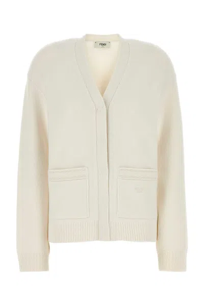 Fendi White Cashmere Blend Cardigan