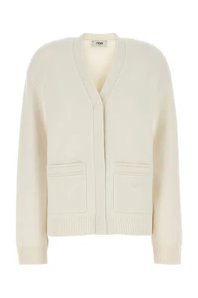 Fendi White Cashmere Blend Cardigan