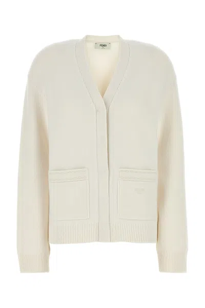 Fendi White Cashmere Blend Cardigan