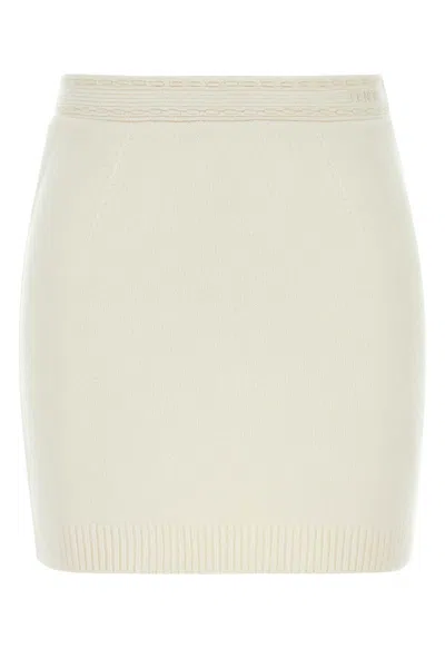 FENDI WHITE CASHMERE BLEND MINI SKIRT