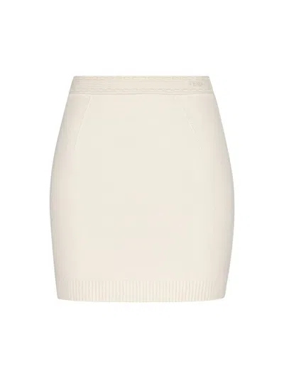 Fendi White Cashmere Blend Mini Skirt