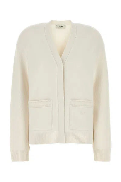 Fendi White Cashmere Blend Cardigan