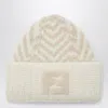 Fendi Chevron-pattern Logo-patch Beanie Hat In Neutral