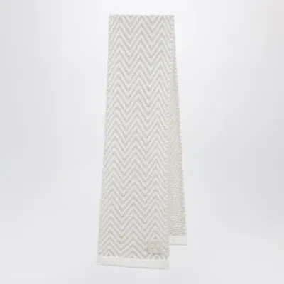 Fendi White Chevron Alpaca Scarf Women