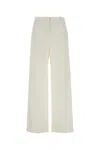 Fendi White Classic Flat Front Pants In White