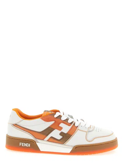 Fendi White Color Block Sneakers In Multi
