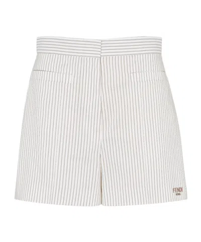 FENDI FENDI LOGO EMBROIDERED STRIPED SHORTS