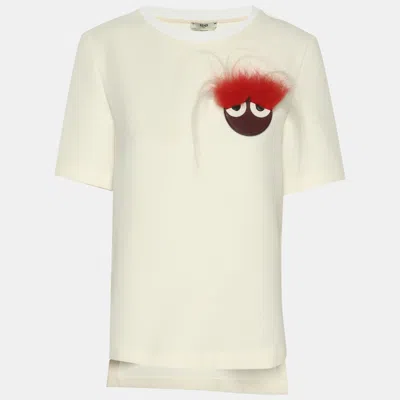 Pre-owned Fendi White Cotton Bugs Eye Top S