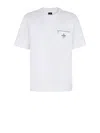 Fendi Men White Crewneck T-shirt With Log Print On The Front In Cotton Man In White