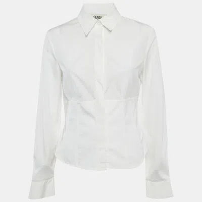 Pre-owned Fendi White Cotton Corset Shirt S