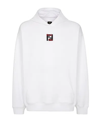 Fendi Long-sleeved Hooded Hoodie In White