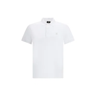 Fendi Logo-embroidered Cotton Polo Shirt In White